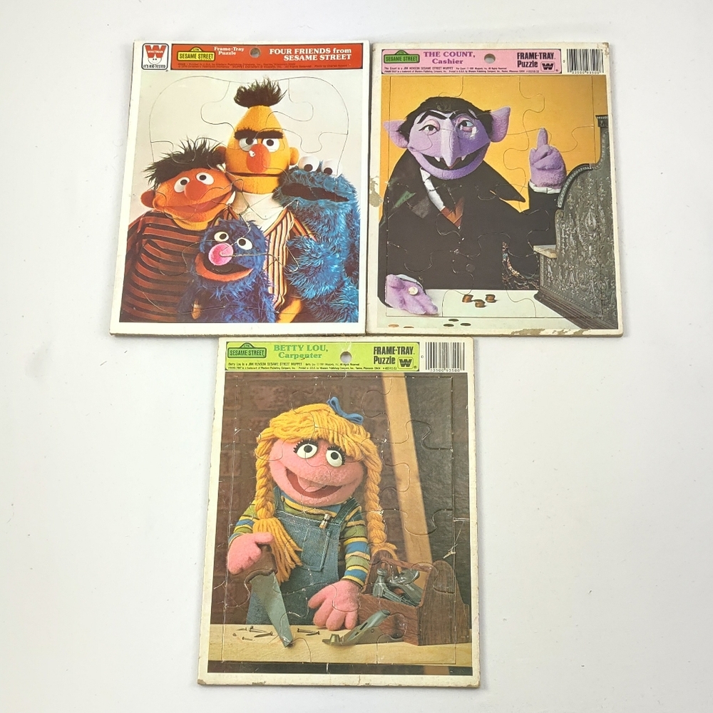 Vintage Sesame Street Frame Tray Puzzle Set